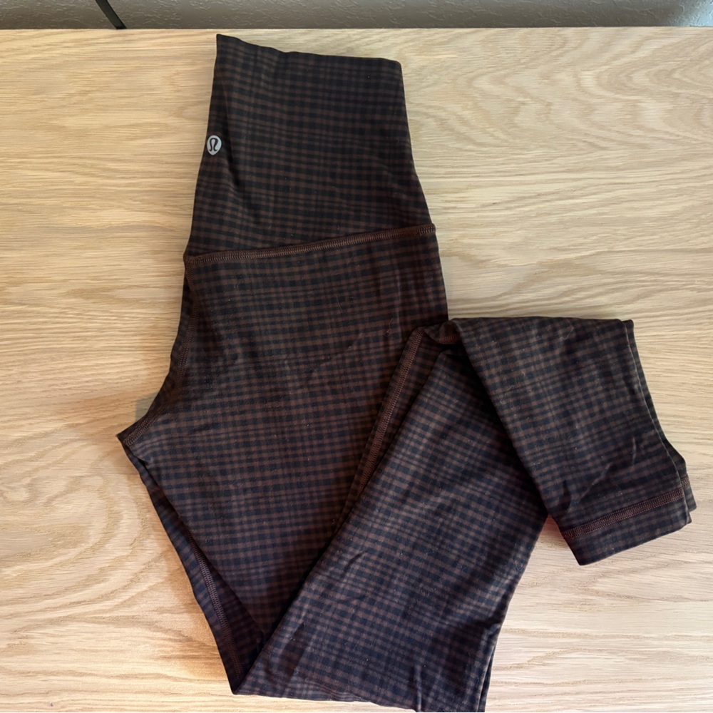 Lululemon Athletica Black and Brown Checkered Leggings
